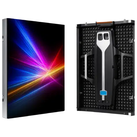 Slim LED display panel featuring bright neon light streak visuals