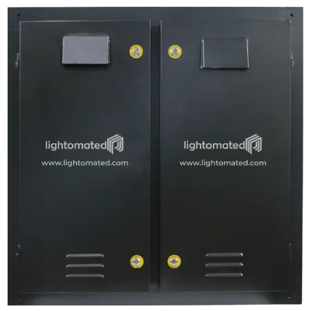 Industrial LED display back panel with dual cabinet design for modular installations