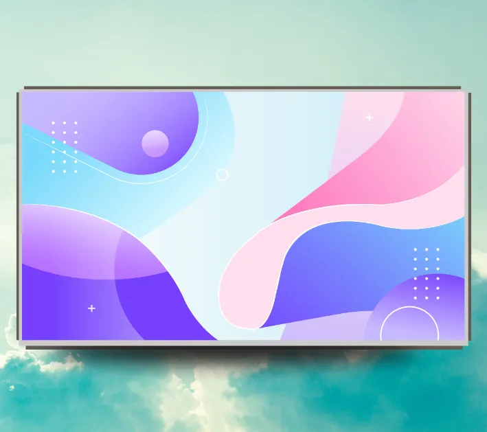 Large LED video wall displaying vibrant abstract graphics in a modern environment