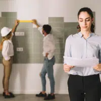 Team conducting an on-site survey to measure and assess space and structural requirements for LED installation