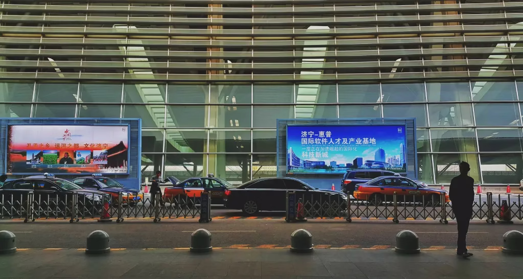 LED video walls for airport wayfinding and branding