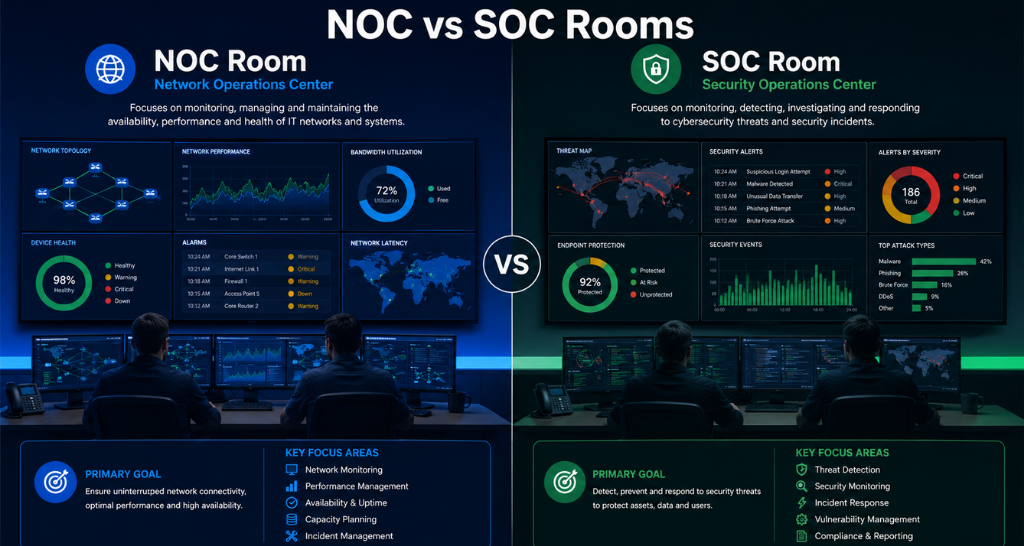 NOC vs SOC Rooms: Understanding the Technology Differences