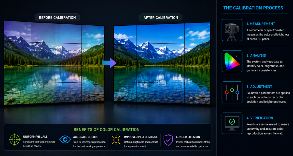 Color Calibration in LED Video Wall Displays