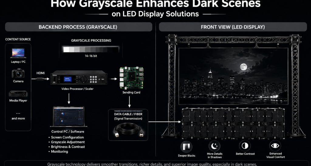 Grayscale Enhances Dark Scenes on LED Display