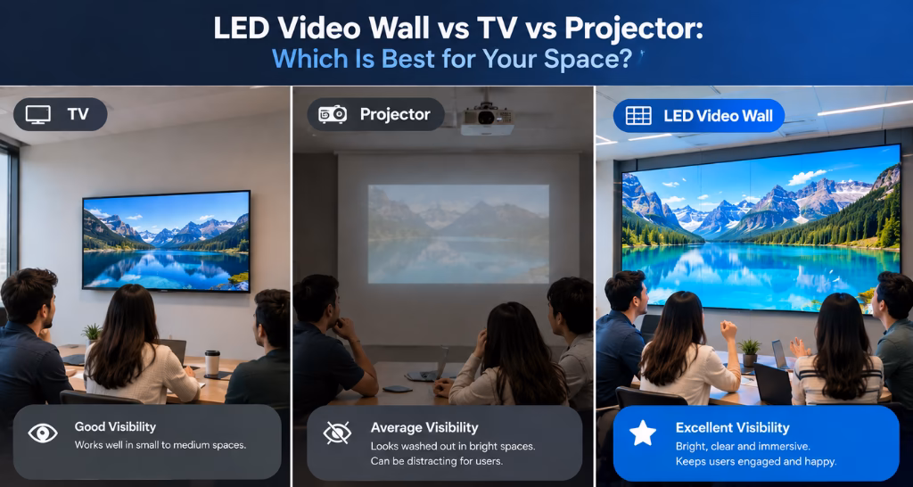 LED Video Wall vs TV vs Projector: Which Is Best for Your Space?